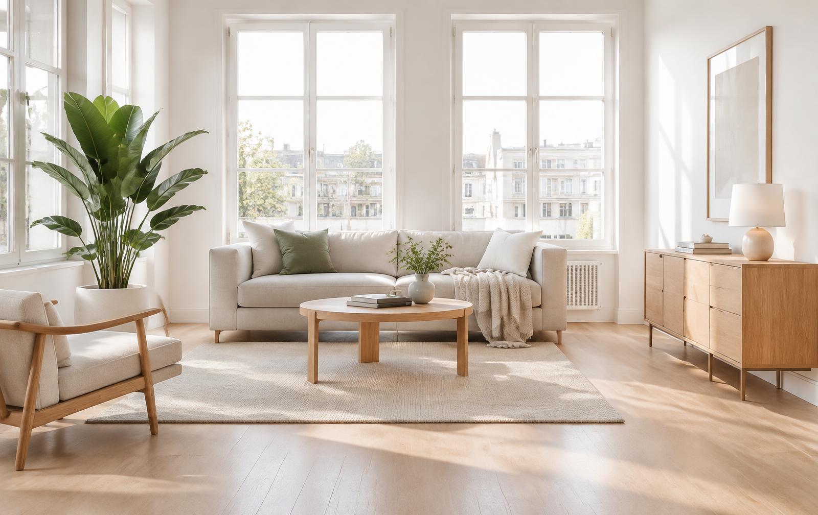 Helles, sauberes Wohnzimmer. Reinigungsservice für Haus und Büro von Blitzsauber Pfalz